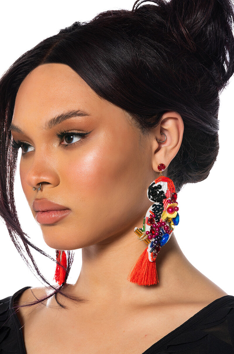 Front View Is There An Echo In Here Beaded Earrings