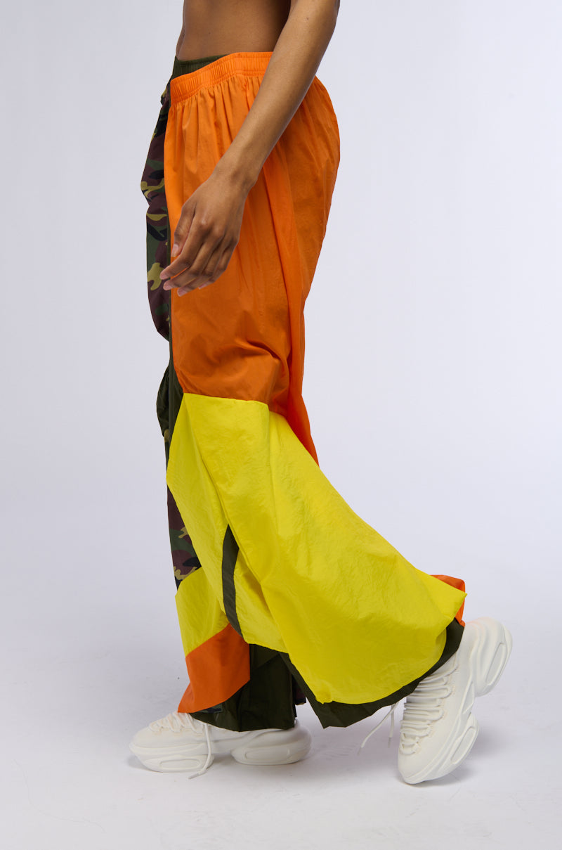 Detail View Isa Camo And Colorblock Nylon Sweatpant