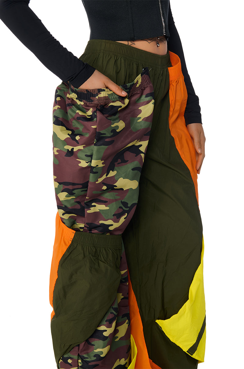Extra View Isa Camo And Colorblock Nylon Sweatpant