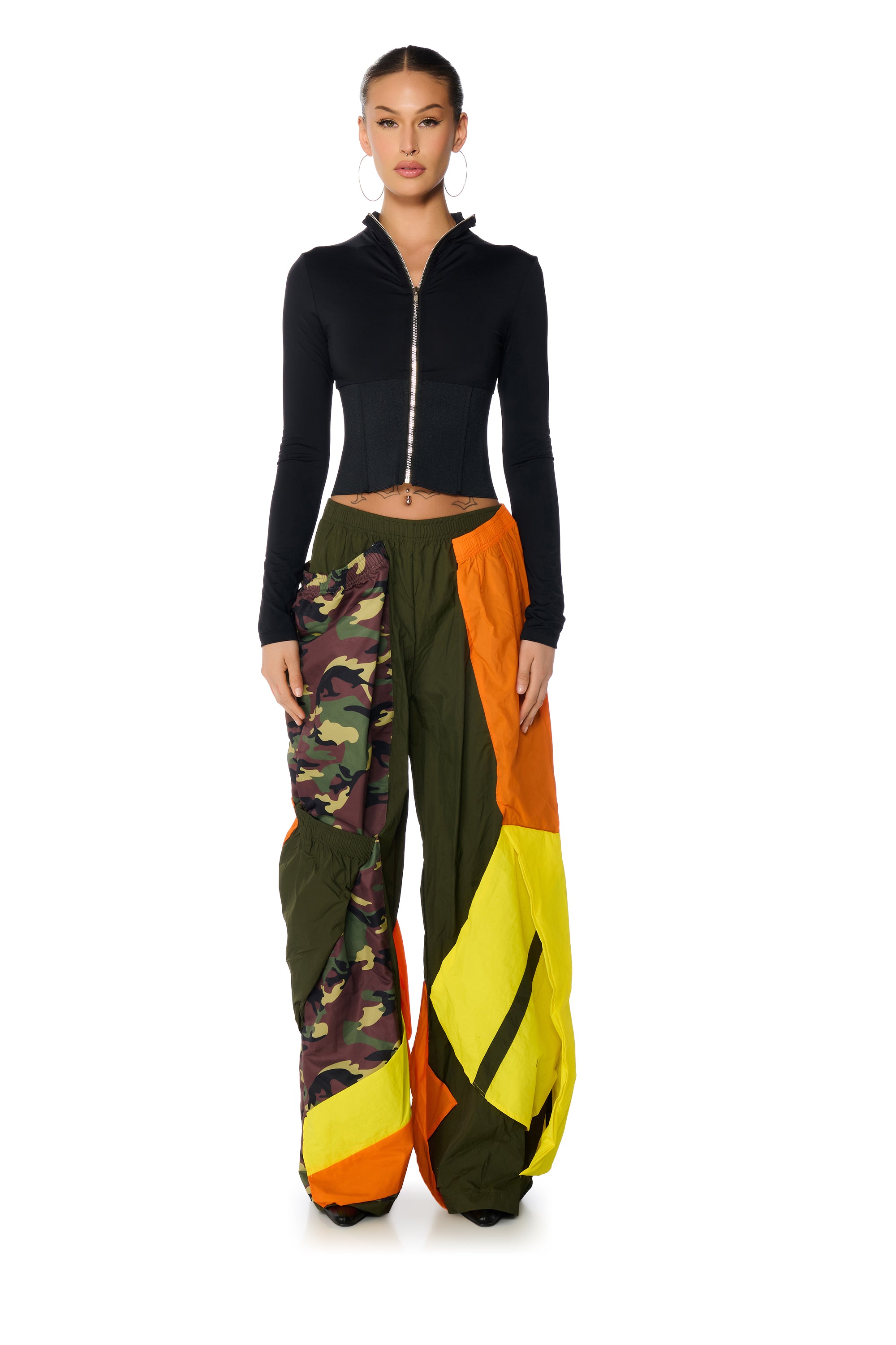 Extra View Isa Camo And Colorblock Nylon Sweatpant
