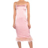 Front View Isla Feather Detail Strapless Midi Dress