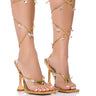 Front View Isla Star Strappy Sandal In Gold