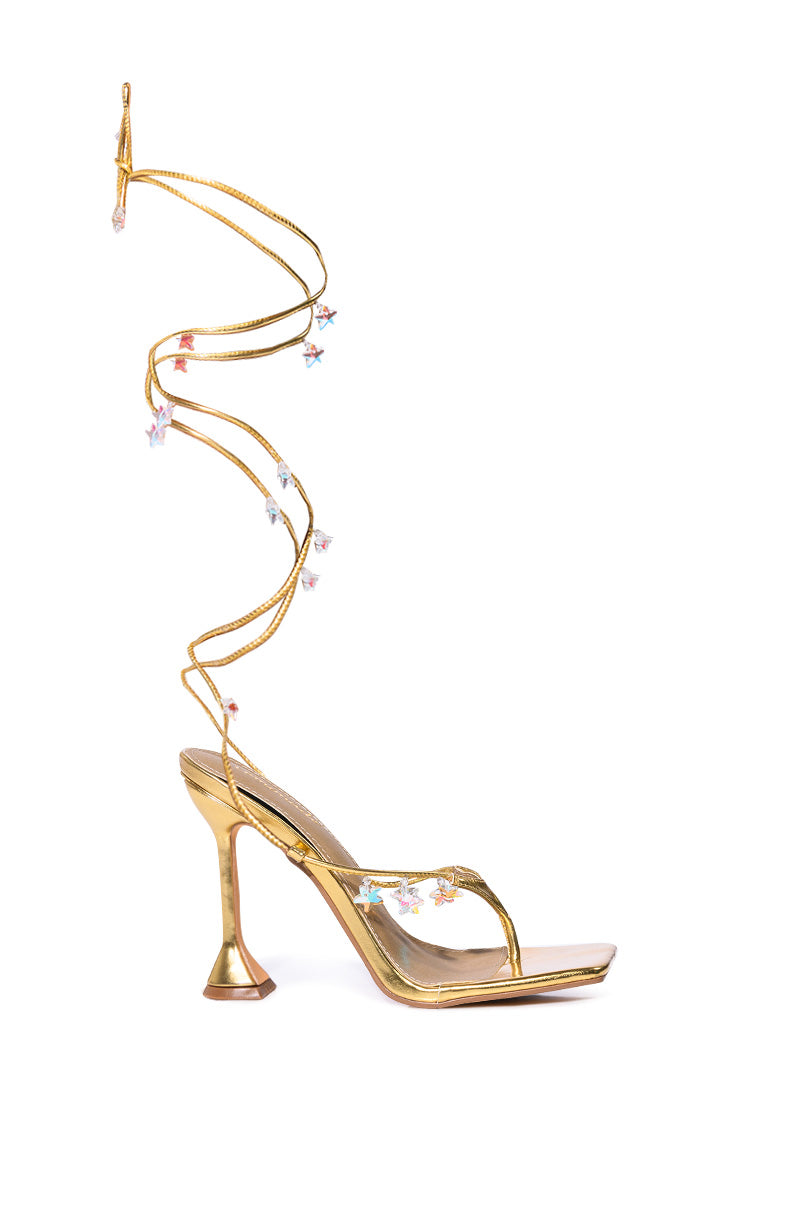 Side View Isla Star Strappy Sandal In Gold 1