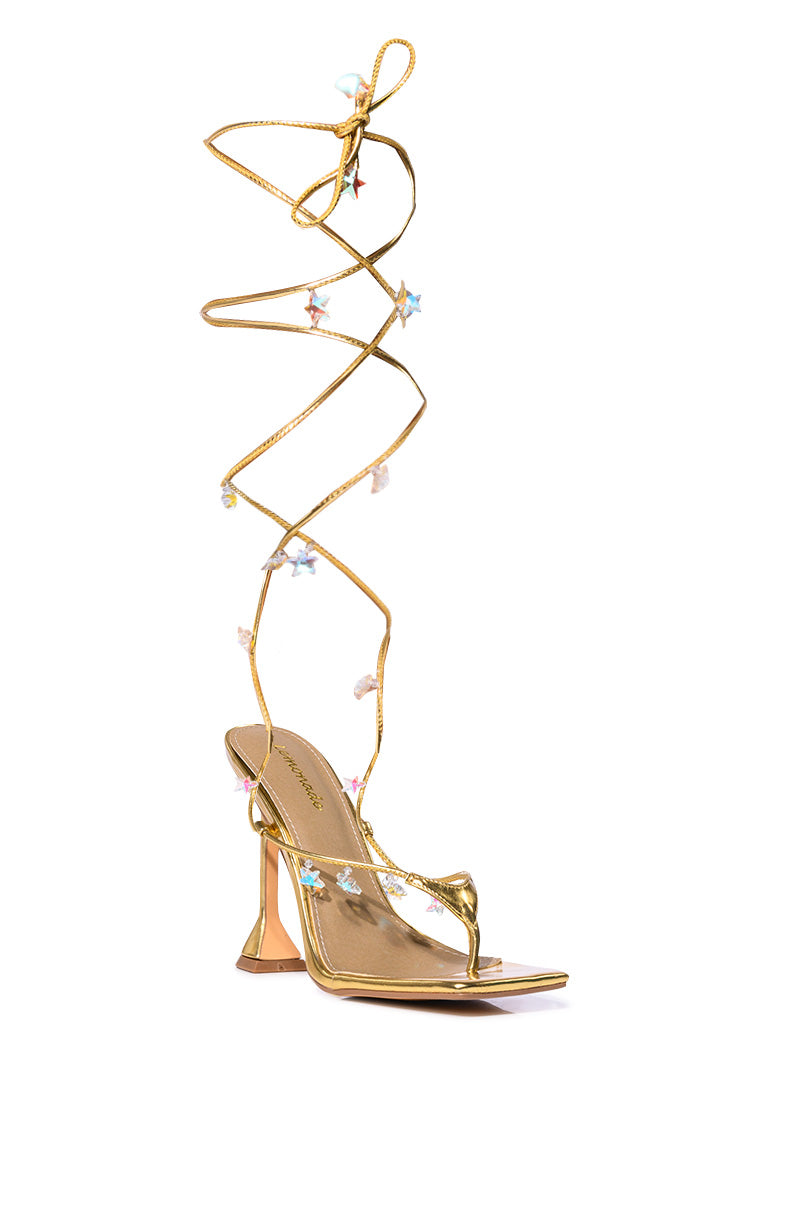 Back View Isla Star Strappy Sandal In Gold 4