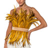 Front View Isla Statement Strapless Feather Top In Gold