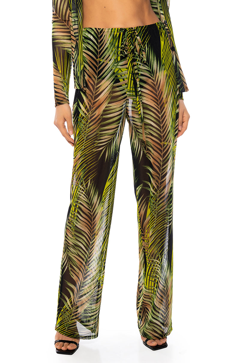 Front View Island Escape Mesh Drawstring Pants