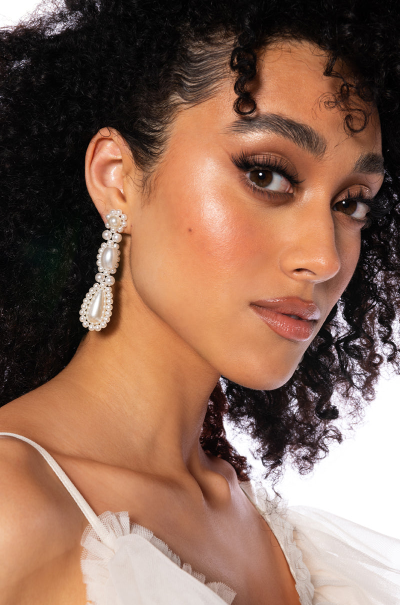 Front View Isle Of Love Pearl Drop Earrings