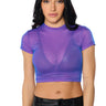 Front View It Girl Double Mesh Cropped Tshirt