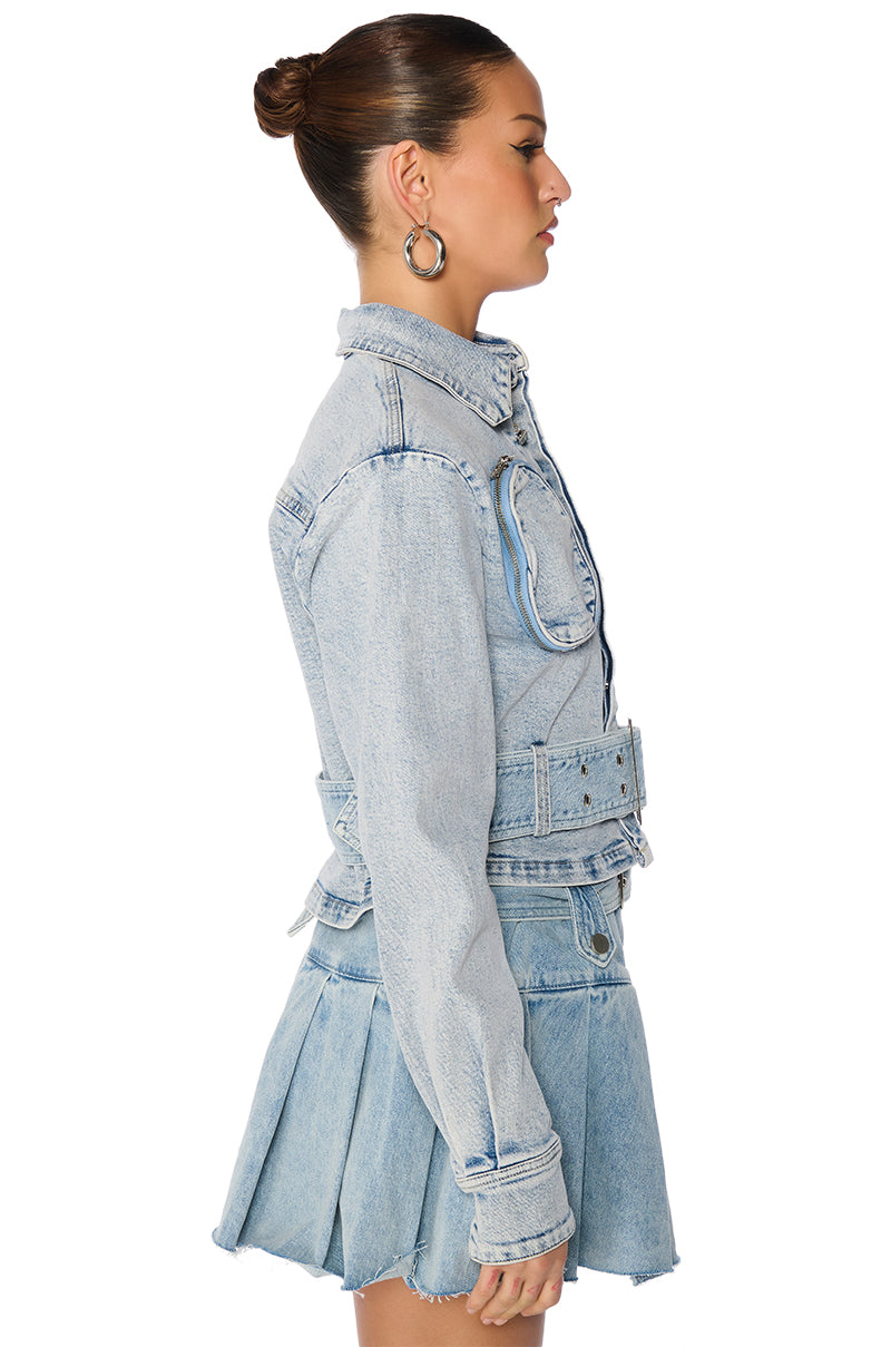 Back View It Has Pockets Denim Jacket