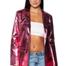 Front View It Was All A Dream Pink Metallic Pu Blazer