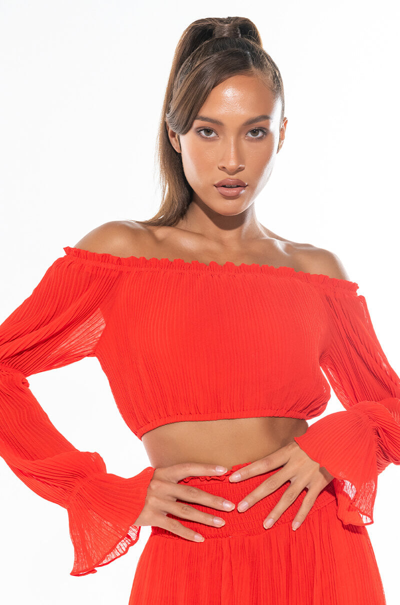IT WAS FUN CROP BLOUSE RED view 0