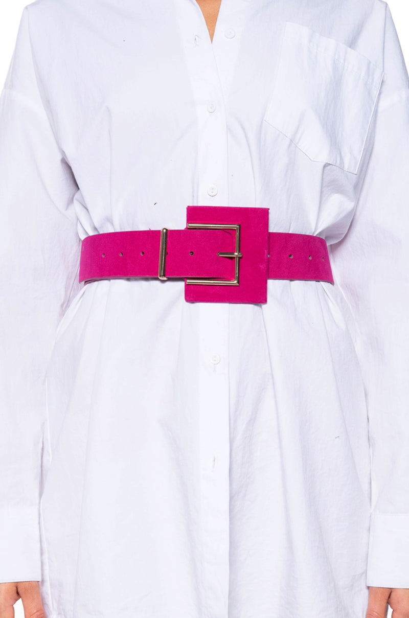 Front View Its A Lewk Pink Suede Look Belt
