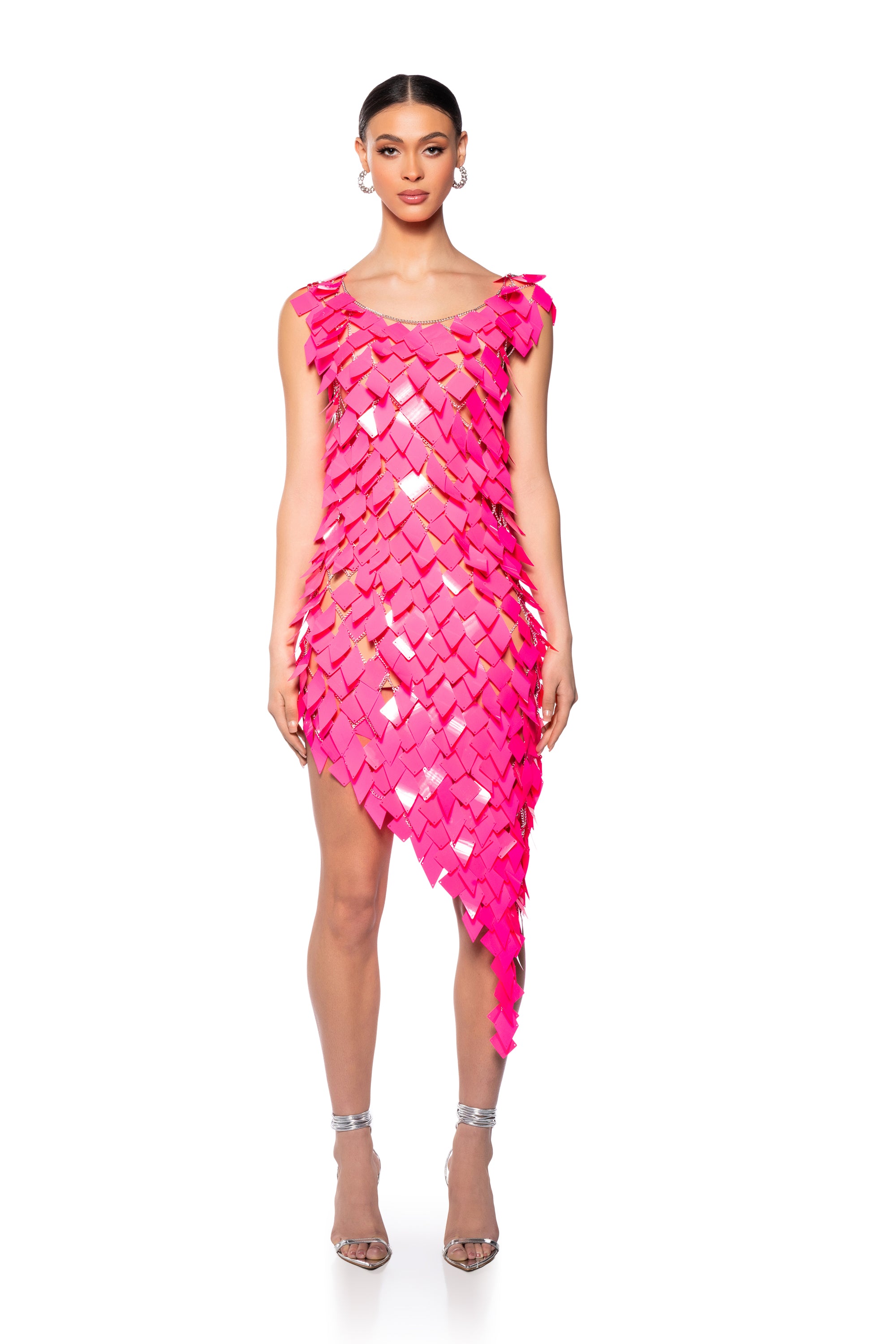 Extra View Its A Party Sequin Chain Mini Dress In Fuchsia 6
