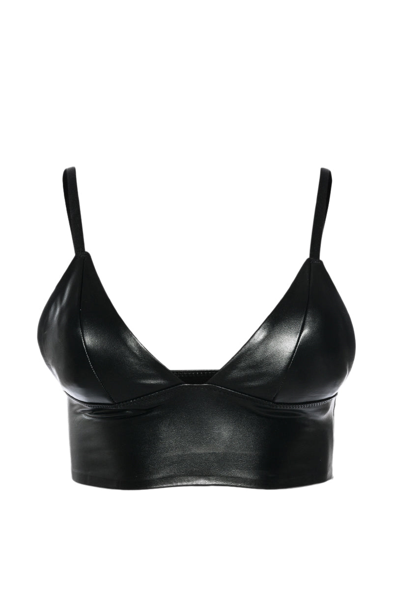 ITS A THANG FAUX LEATHER CROP TOP view 0