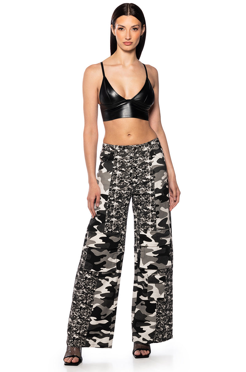 Back View Its A Thang Vegan Leather Crop Top