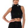 Front View Its A Wrap Macrame Mesh Sleeveless Mock Neck Top