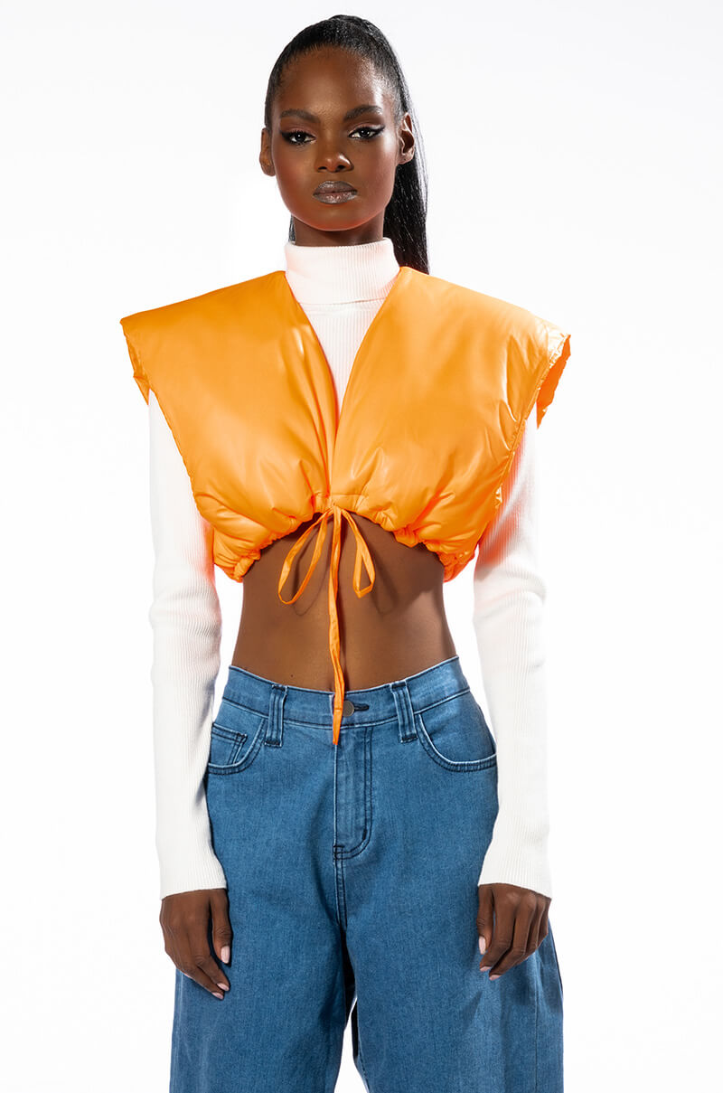 Detail View Its A Wrap Puffer Crop Tank Top 3