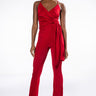 Front View Its All For You Tie Front Sleeveless Jumpsuit