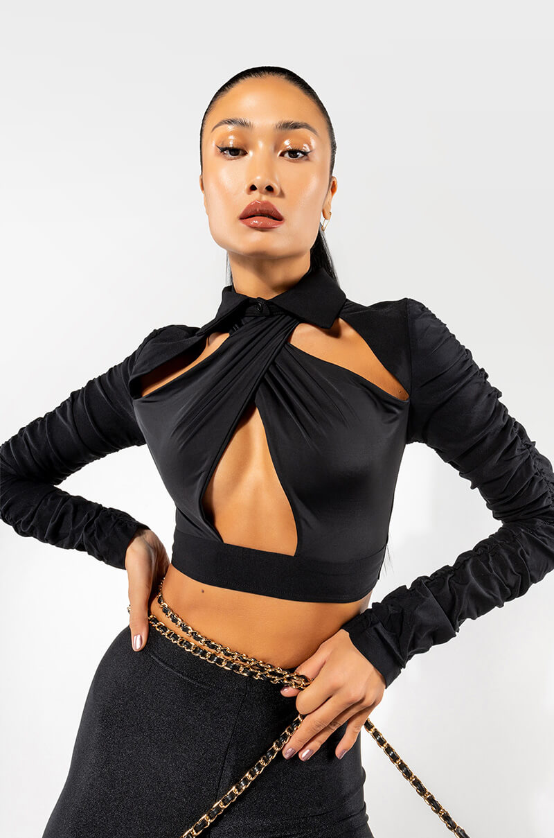 Front View Its Called Fashion Sweetie Cropped Blouse