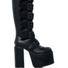 Side View Its Fate Embellished Knee High Buckle Boot In Black