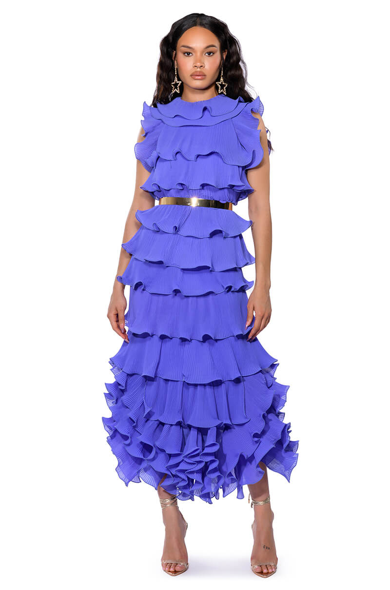 Front View Its Giving Fluted Maxi Dress