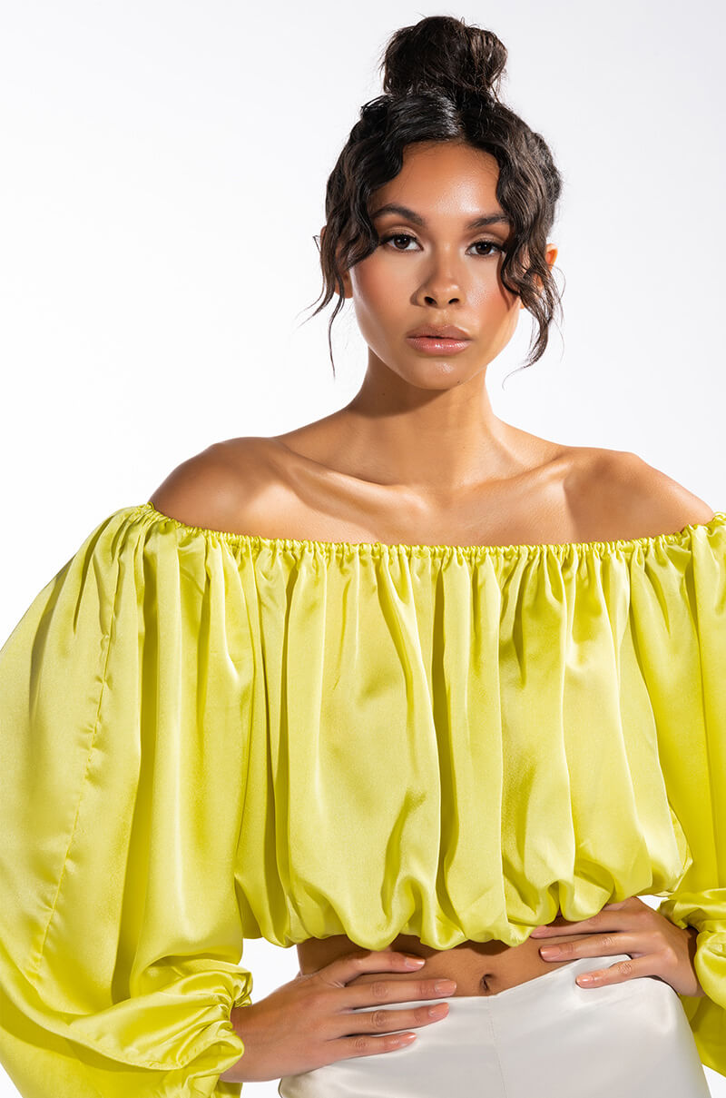 Front View Its Like That Yall Off The Shoulder Cropped Blouse