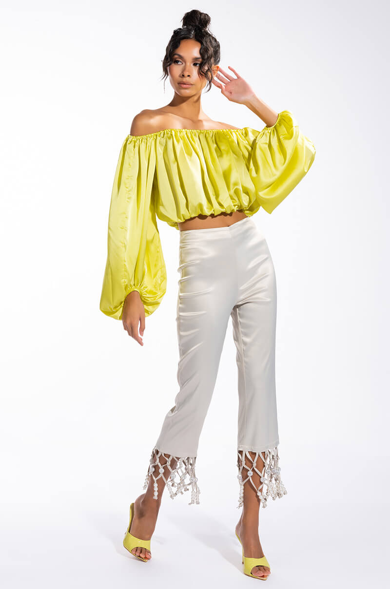 Side View Its Like That Yall Off The Shoulder Cropped Blouse