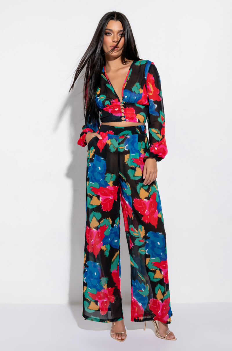 Side View Its Love Sheer Button Front Long Sleeve Blouse