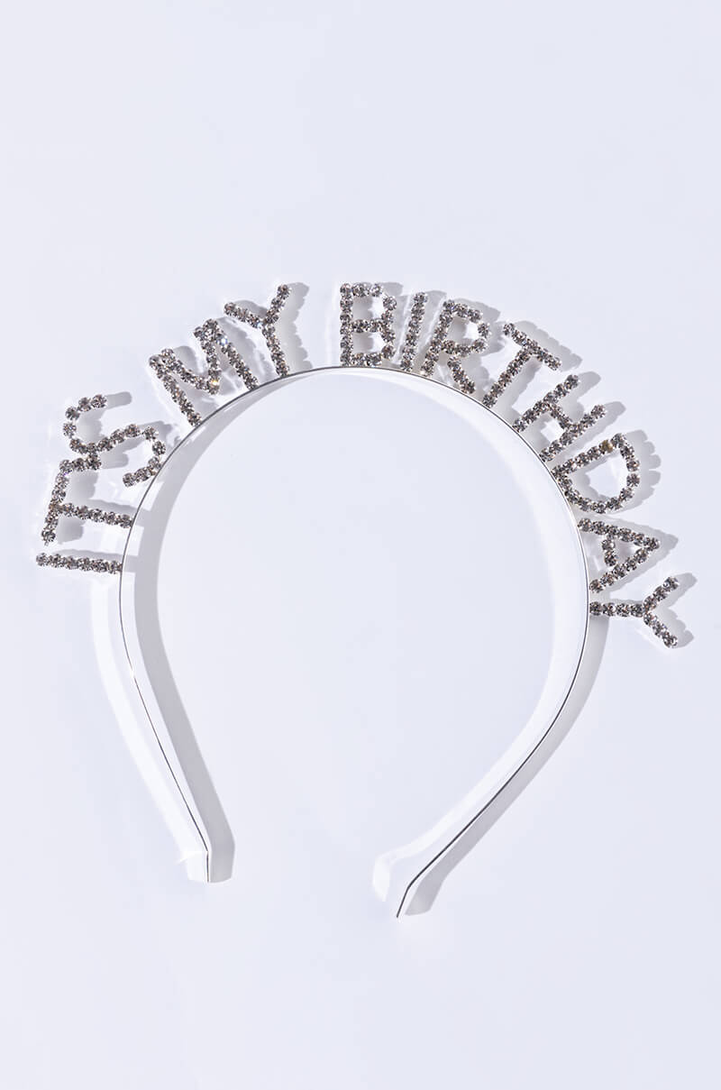 Side View Its My Birthday Rhinestone Headband