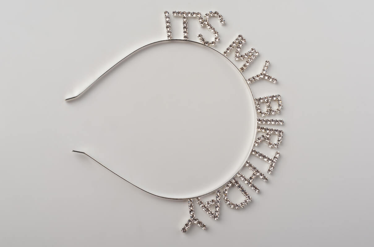 Back View Its My Birthday Rhinestone Headband