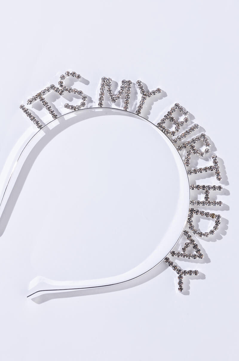 Back View Its My Birthday Rhinestone Headband