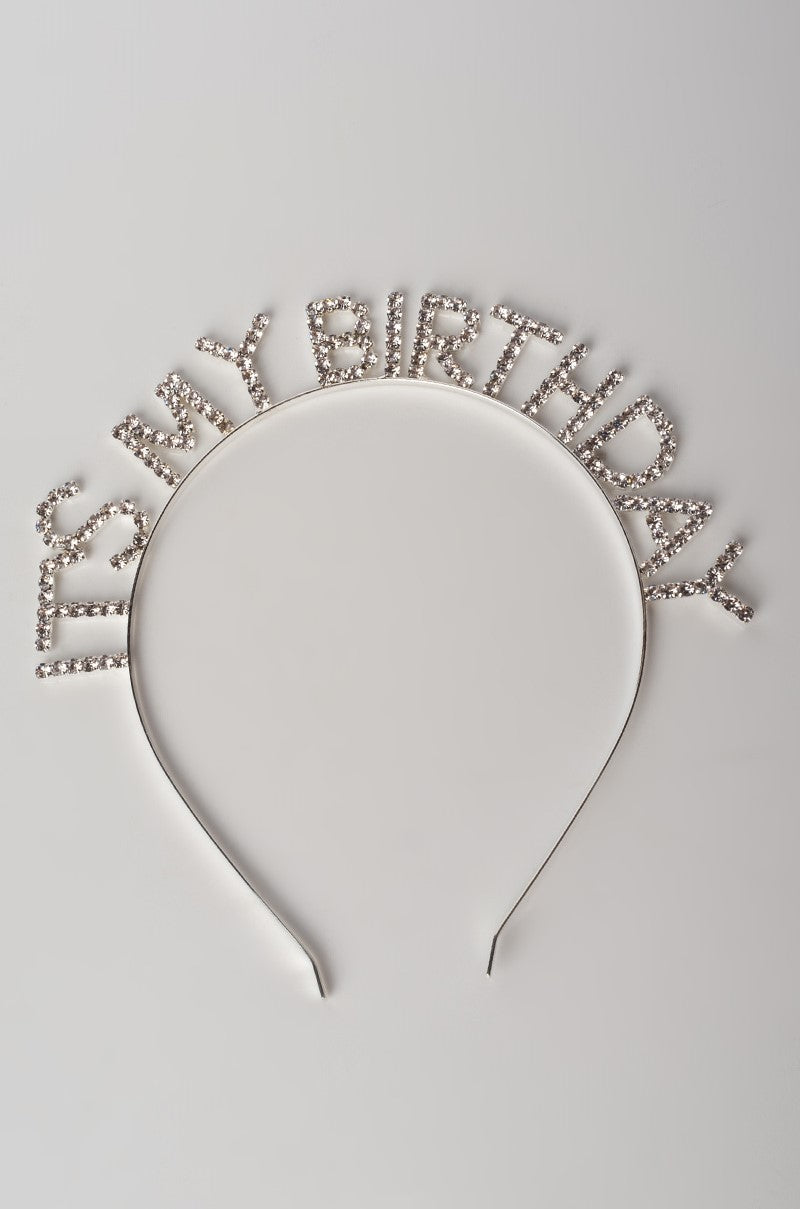 Back View Its My Birthday Rhinestone Headband