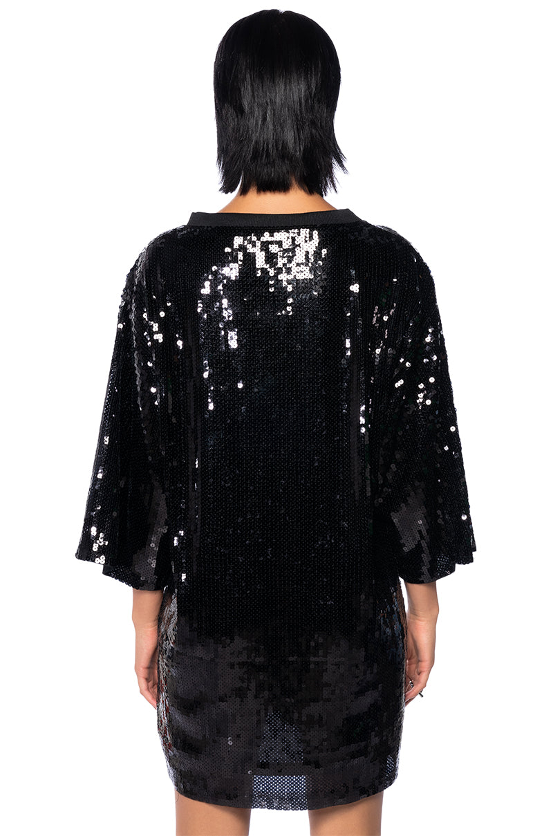 Detail View Its My Birthday Sequin Tshirt Dress