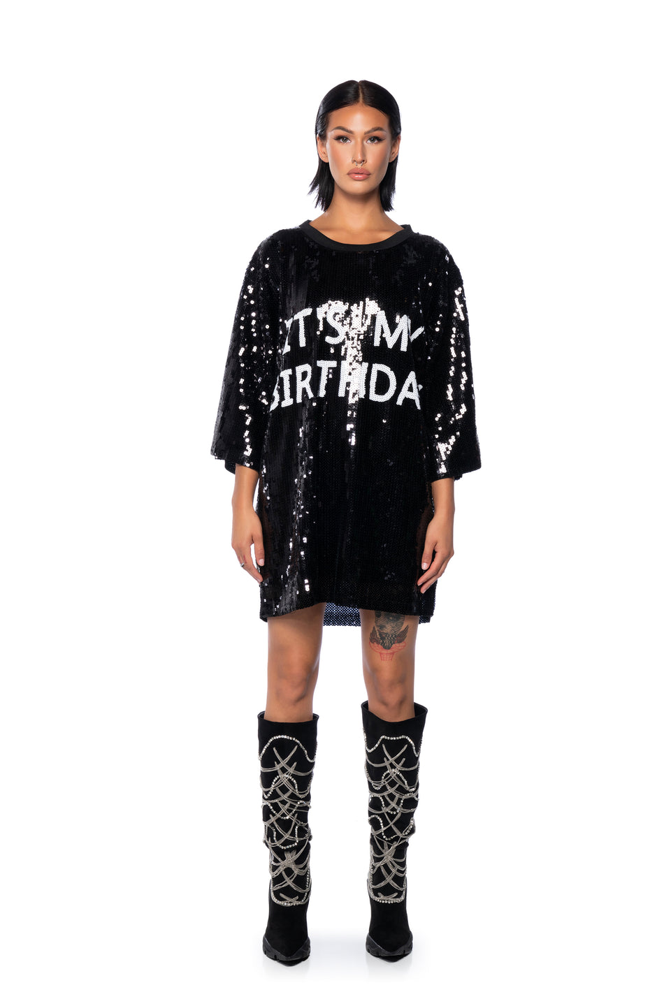 its my birthday sequin dress AKIRA Its My Birthday Sequin T-Shirt Dress | Black