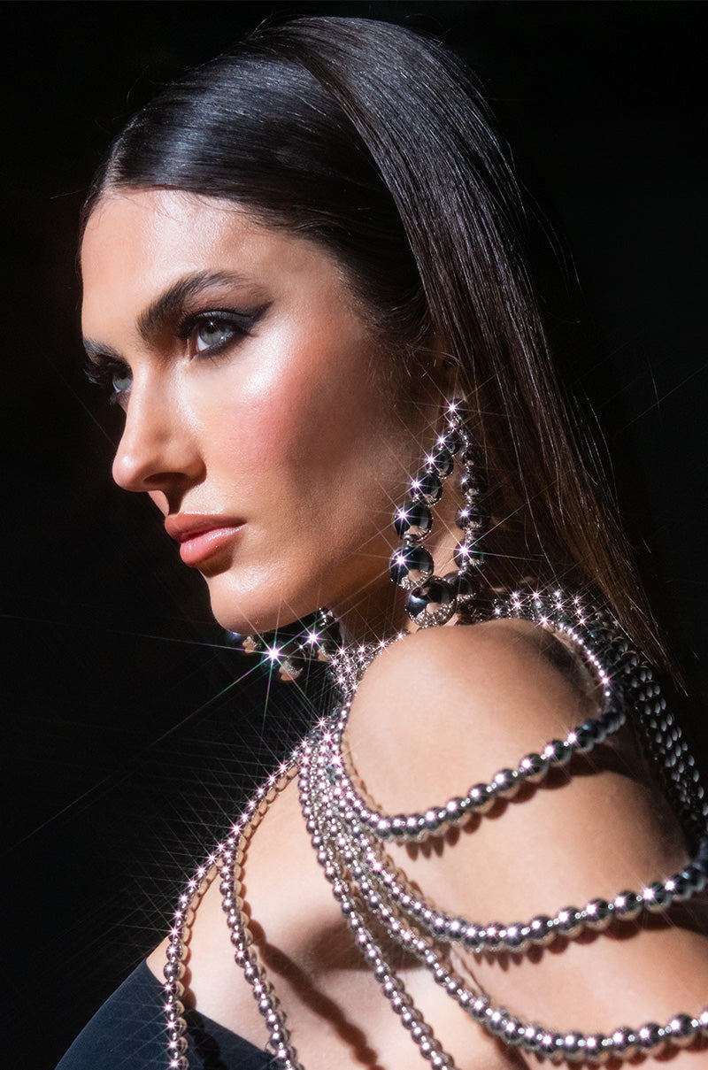 Front View Its My World Dangle Bubble Hoops In Silver