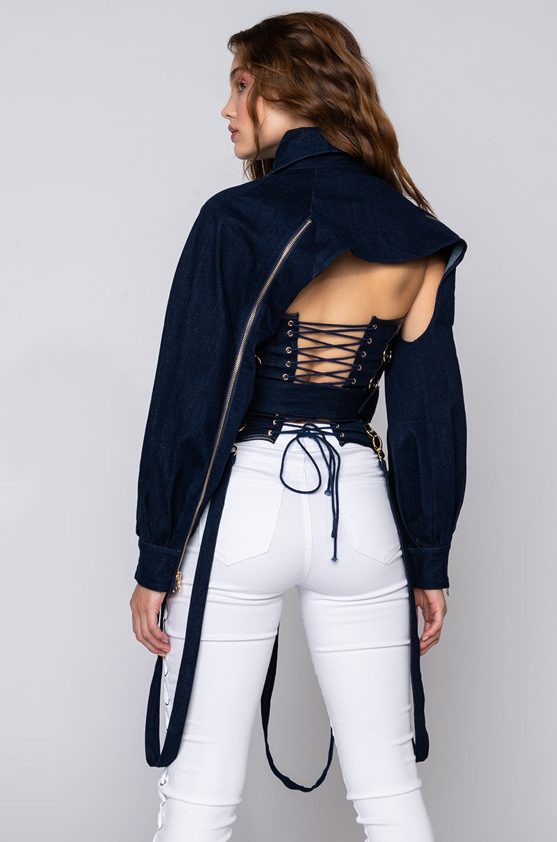 Detail View Its The Details For Me Denim Corset And Cropped Jacket