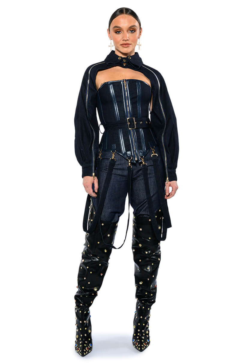 Full View Its The Details For Me Denim Corset And Cropped Jacket