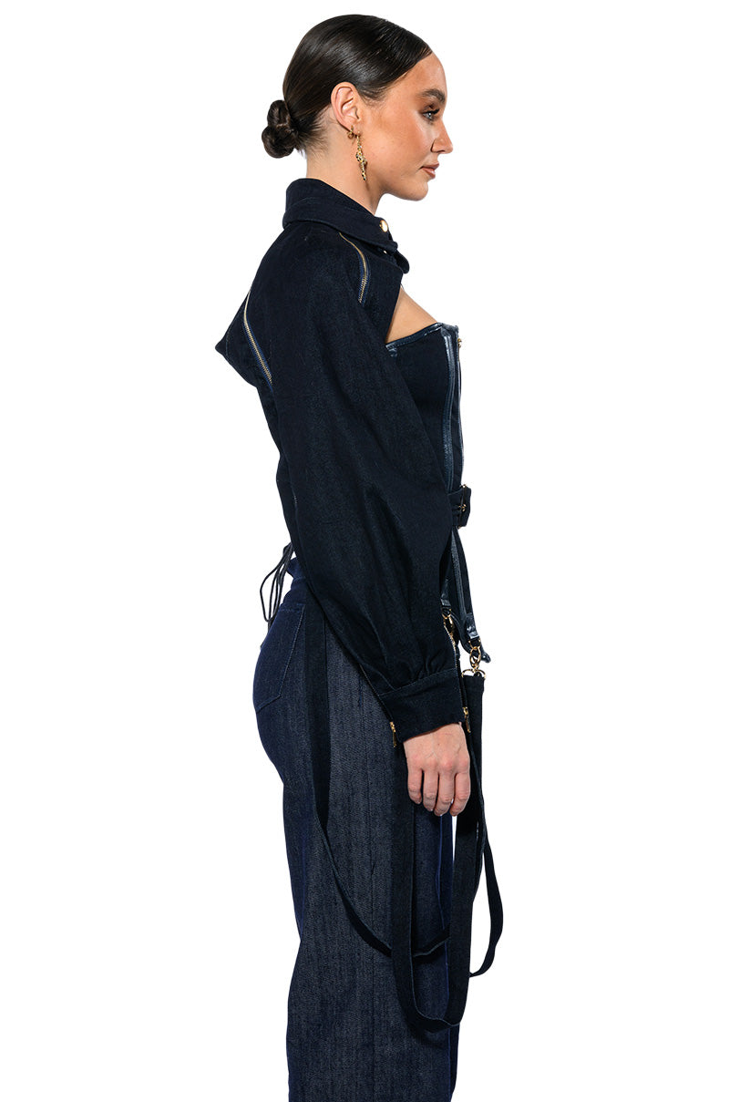 Extra View Its The Details For Me Denim Corset And Cropped Jacket