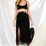 Front View Its Your Time Fringe Midi Skirt