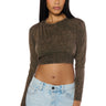 Front View Ivy Cropped Mineral Wash Long Sleeve Tee