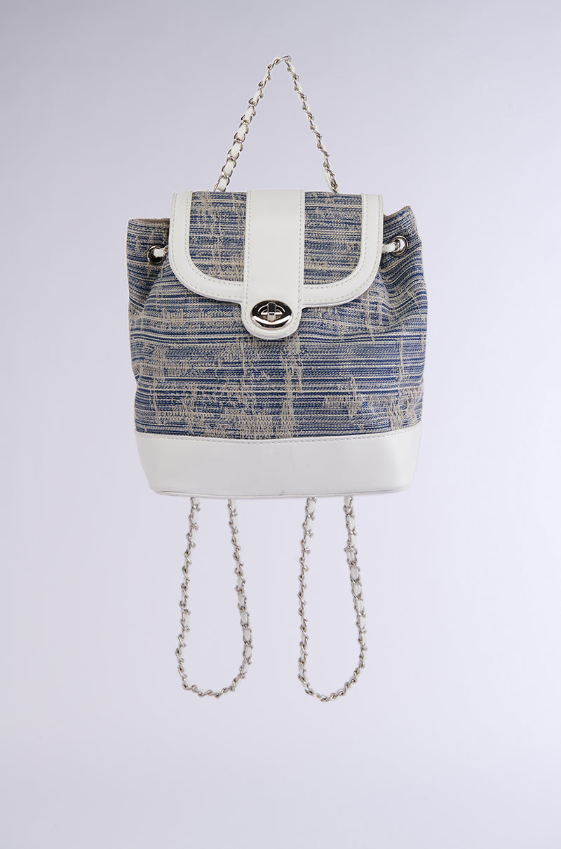Side View Ivy Denim Backpack