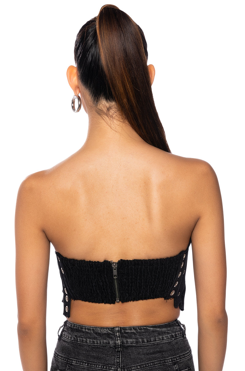 Full View Ivy Patchwork Denim Corset