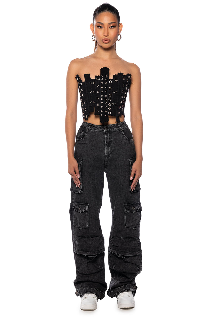 Extra View Ivy Patchwork Denim Corset