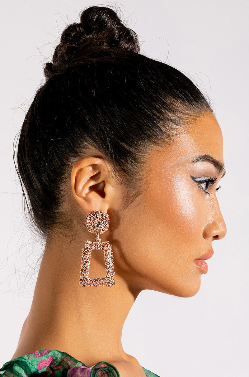 JACINTA ROSE GOLD CRUSHED DANGLE EARRINGS view 0