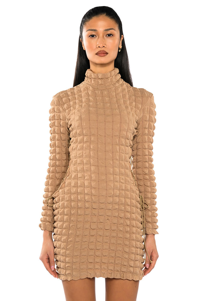 Front View Jacqueline Textured Mini Dress