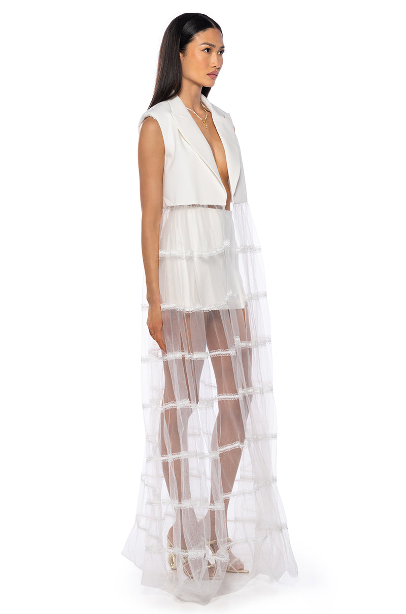 Front View Jada Mesh Skirt Vest