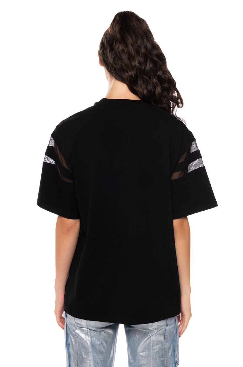 Detail View Jaded Drip Mesh Detail Graphic T Shirt 3