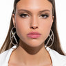 Front View Jay Rhinestone Cross Hoop Earrings