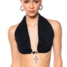 Front View Jayda Halter Neck Cropped Bra