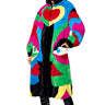 Front View Jayley Collection Faux Fur Picasso Trench Coat